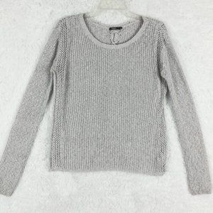 Silver Womens Sweater Pullover Ribbed Knit Gray Heather Lace-Up Back‎ Small